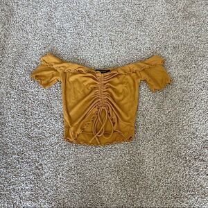 Forever 21 Mustard Off-the-Shoulder Crop Top